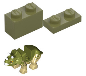 LEGO Triceratops Baby With Olive Green With Brick And Plate Brick Owl lego-triceratops-baby-with-olive-green-with-brick-and-plate-brick-owl