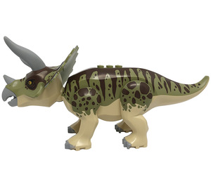 LEGO Triceratops with Olive Green and Dark Brown Stripes on Back