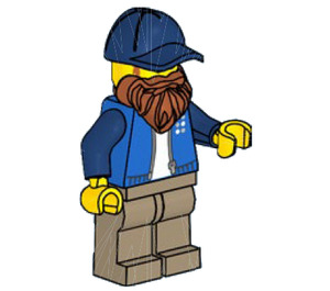 LEGO Truck Driver with Dark Orange Beard with Moustache Minifigure