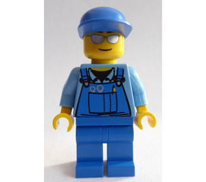 LEGO Truck Driver with Silver Sunglasses and Blue Overalls Minifigure