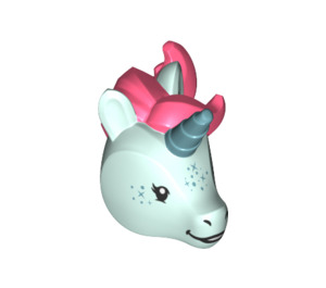 LEGO Unicorn Head with Coral Mane and Light Blue Horn (75479)