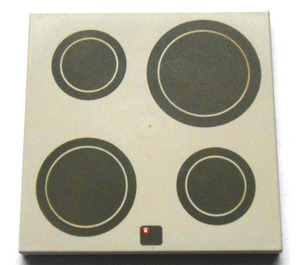 LEGO Very Light Gray Tile 6 x 6 with Induction Cooktop Pattern without Bottom Tubes (6881)