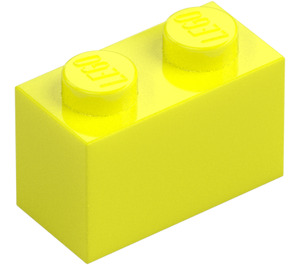 LEGO Lysande Gul Kloss 1 x 2 med bottenrör (3004 / 93792)