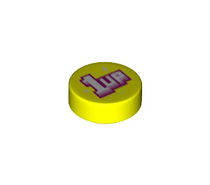 LEGO Vibrant Yellow Tile 1 x 1 Round with '1 UP' (35380 / 82779)