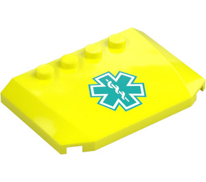 LEGO Vibrant Yellow Wedge 4 x 6 Curved with EMT Star of Life (52031 / 105298)