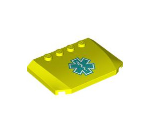 LEGO Vibrant Yellow Wedge 4 x 6 Curved with EMT Star of Life (52031 / 105298)