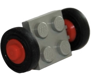 LEGO Vintage Axle Plate With Red Wheel Hub and Small Slick Tyre