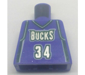 LEGO Violet Minifigure NBA Torse avec NBA Milwaukee Bucks #34