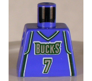 LEGO Violet Minifigure NBA Torse avec NBA Milwaukee Bucks #7 Toni Kukoc