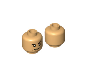 LEGO Varm beige Dominic „Dom“ Toretto Minifigur Hode (Forsenket solid knott) (3626 / 100926)