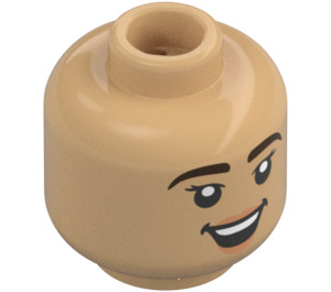 LEGO Warme Bräune Kopf mit Smile (Vertiefte feste Noppen) (3626 / 101041)