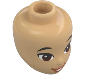 LEGO Lämmin beige Minidoll Pää jossa Ruskea Silmät ja Koralli Lips (Victoria) (92198 / 101174)