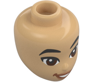 LEGO Lämmin beige Minidoll Pää jossa Ruskea Silmät ja Lopsided Smile (Liann) (92198 / 101186)