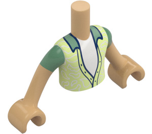 LEGO Varm Brun Olly med Grøn og Gul Jakke Friends Torso (Boy) (73161)