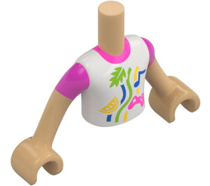 LEGO Warm Tan Olly with Pink and White Top Friends Torso (Boy) (73161)