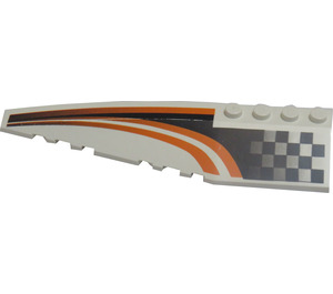 LEGO Wedge 12 x 3 x 1 Double Rounded Left with Orange Stripes, Black and White Checkered (42061)