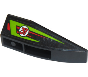 LEGO Wedge 2 x 6 Double Inverted Right with Lime and Red Stripes and Red Number 31 Sticker (41764)