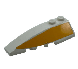 LEGO Wedge 2 x 6 Double Left with Bright Light Orange Stripe Sticker (5830)