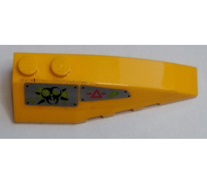 LEGO Wedge 2 x 6 Double Right with Caution Triangle, Biohazard Symbol Sticker (41747)