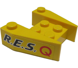 LEGO Wedge 3 x 4 with Black 'R.E.S.' and Red 'Q' Sticker without Stud Notches (2399)