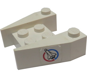 LEGO Wedge 3 x 4 with Spaceship in Blue and Red Circle (Both Sides) Sticker without Stud Notches (2399)