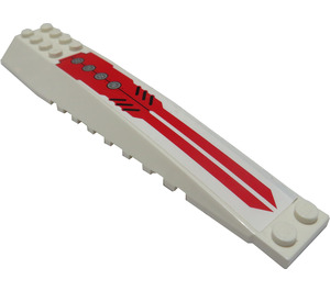 LEGO Wedge 4 x 16 Triple Curved with Red Line with Circles Sticker (45301)