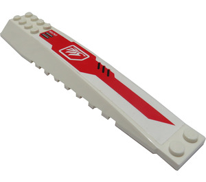 LEGO Wedge 4 x 16 Triple Curved with Red Line with Logo Sticker (45301)