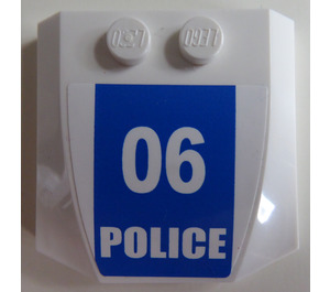 LEGO Wig 4 x 4 Gebogen met '06 Politie' Aan Blauw Sticker (45677)