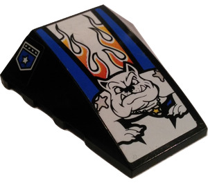 LEGO Wedge 4 x 4 Triple Curved without Studs with Bulldog, Flames, and Police Star Sticker (47753)