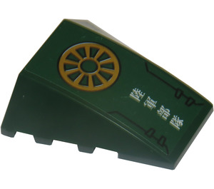 LEGO Wedge 4 x 4 Triple Curved without Studs with Gold Wheel and Asian Characters Sticker (47753)