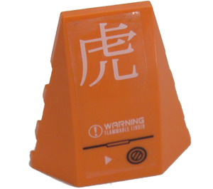 LEGO Wedge 4 x 4 Triple Curved without Studs with White Asian Character and Warning Flammable Liquid Sticker (47753)