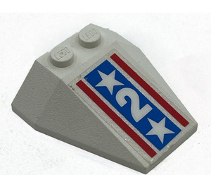 LEGO Wig 4 x 4 Drievoudig met "2" Sticker zonder Stud Inkepingen (6069)