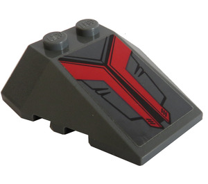 LEGO Wedge 4 x 4 Triple with Black and Red Pattern Sticker with Stud Notches (48933)