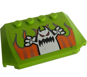 LEGO Wedge 4 x 6 Curved with Angry White Monster and Orange Striped Flames Sticker (52031)