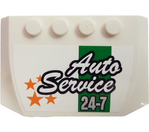 LEGO Keil 4 x 6 Gebogen mit "Auto Service 24-7" Aufkleber (52031)