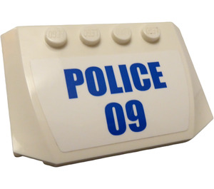 LEGO Wedge 4 x 6 Curved with Blue "POLICE 09" Sticker (52031)