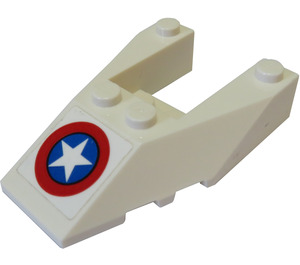 LEGO Keil 6 x 4 Ausgeschnitten mit Captain America Logo Aufkleber mit Bolzenkerben (6153)