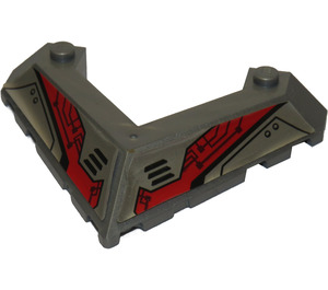 LEGO Wedge 6 x 8 (45°) with Pointed Cutout with Black Vents and Lines and Red Armor Panels Sticker (22390)