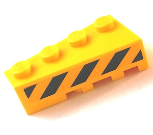 LEGO Klin Cegła 2 x 4 Lewy z Żółty I Czarny Danger Paski Naklejka (41768)