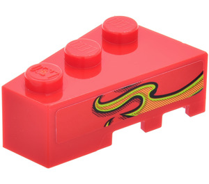 LEGO Keil Backstein 3 x 2 Links mit Orange Flamme Aufkleber (6565)