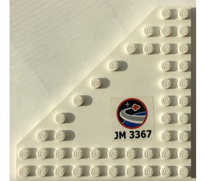 LEGO Keil Platte 10 x 10 ohne Ecke ohne Bolzen Im zentrum mit 'JM3367', Raum Center Logo (Links) Aufkleber (92584)
