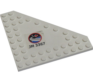 LEGO Wedge Plate 10 x 10 without Corner without Studs in Center with 'JM3367', Space Center Logo (Right) Sticker (92584)
