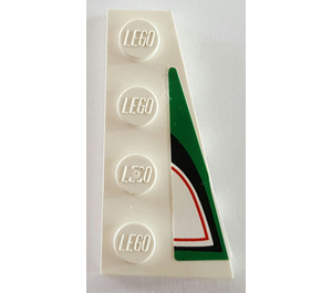 LEGO Wig Plaat 2 x 4 Vleugel Rechtsaf met Rood, Zwart en Green Patroon Sticker (41769)