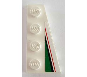 LEGO Wig Plaat 2 x 4 Vleugel Rechtsaf met Rood, Zwart en Green Patroon Sticker (41769)