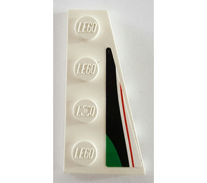 LEGO Wig Plaat 2 x 4 Vleugel Rechts met Rood, Zwart en Groen Patroon Sticker (41769)