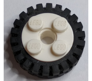 LEGO Wheel Rim 10 x 17.4 with 4 Studs and Technic Peghole with Narrow Tire 24 x 7 with Ridges Inside (6248)