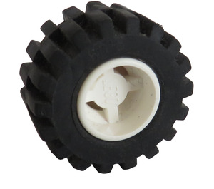 LEGO Wheel Rim Wide Ø11 x 12 with Notched Hole with Tire 21mm D. x 12mm - Offset Tread Small Wide with Slightly Bevelled Edge and no Band (6014)