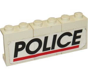 LEGO Hvit 6 x 1 x 2 with Black 'POLICE' and Red Stripe