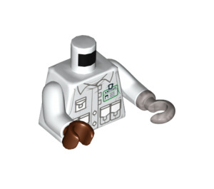 LEGO White Aaron Cash Torso with White Arms and Reddish Brown Right Hand and Hook on Left Arm (973 / 84638)