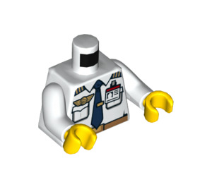 LEGO White Airport Passenger Terminal Pilot Minifig Torso (973 / 76382)